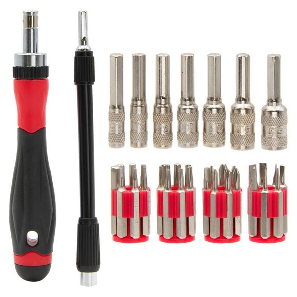 Flexi Precision 37 PC Screwdriver and Mini Socket Tool Set in Red/Black - Picture 2 of 5